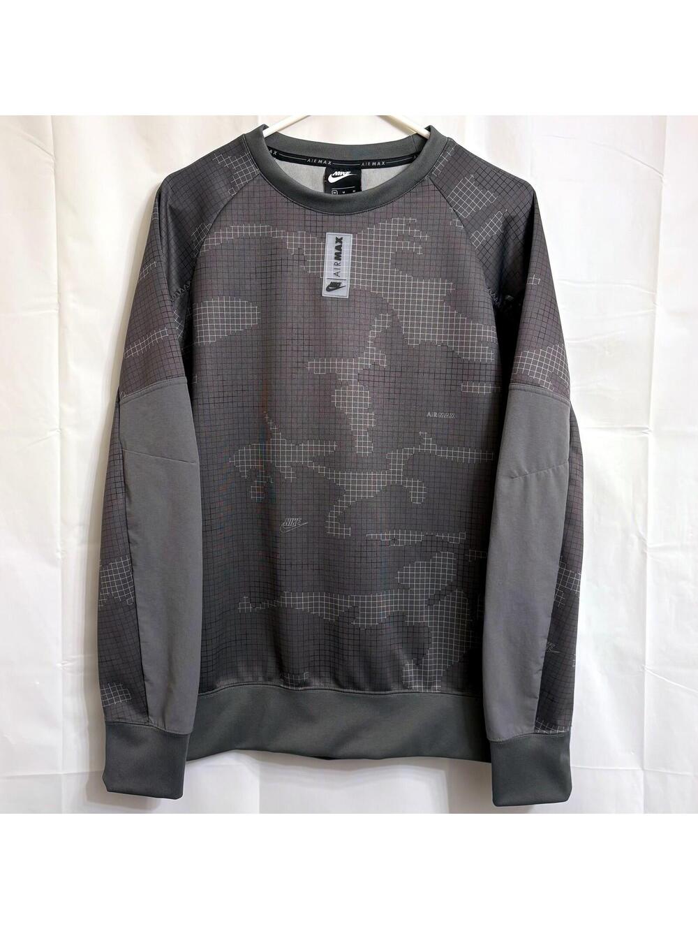 Nike Air Max Men's Gray Camo Pattern Crew Neck Sweatshirt Medium M